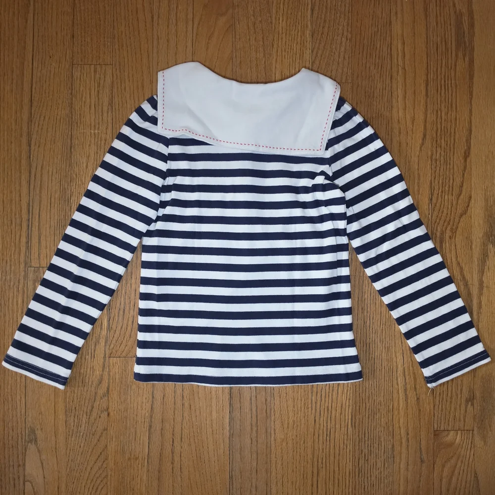 Gymboree Navy & White Striped Long-Sleeve Polo Top Girls Size 6